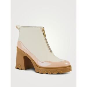 SOREL Waterproof Brex Zip Leather Ankle Boots in Chalk, Peach Sz 9